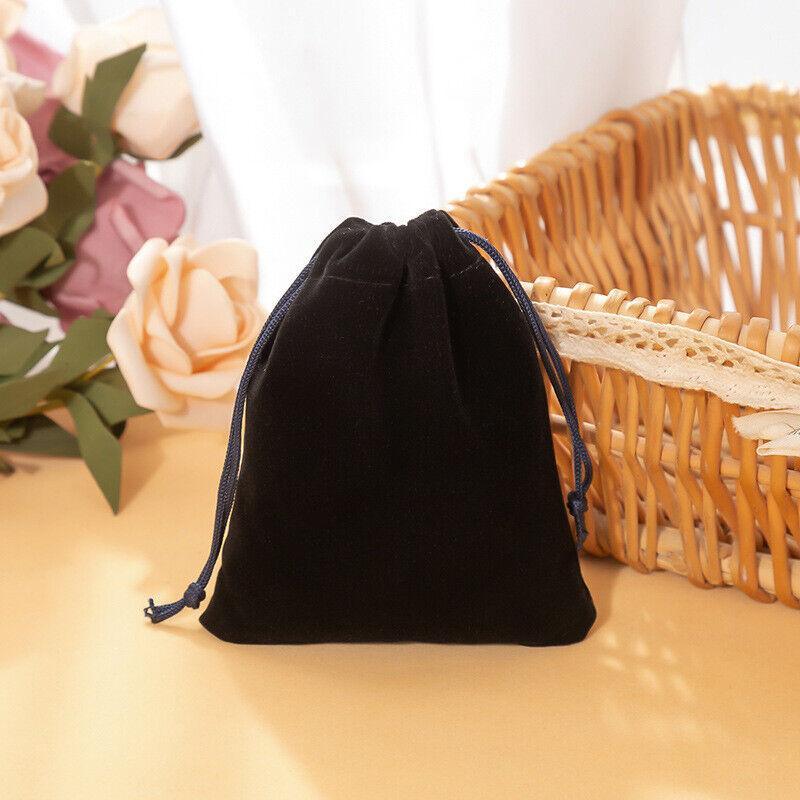 Gift Bags: 50X Small Velvet Cloth Drawstring Bags Gift Bag Jewelry Ring Pouch Earring Favor 9x12 - Black