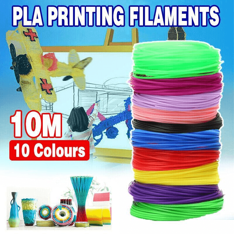 Arts & Crafts: 100M PLA 3D Pen Filament 10 Colours 1.75mm Printing Material for Drawing Craft