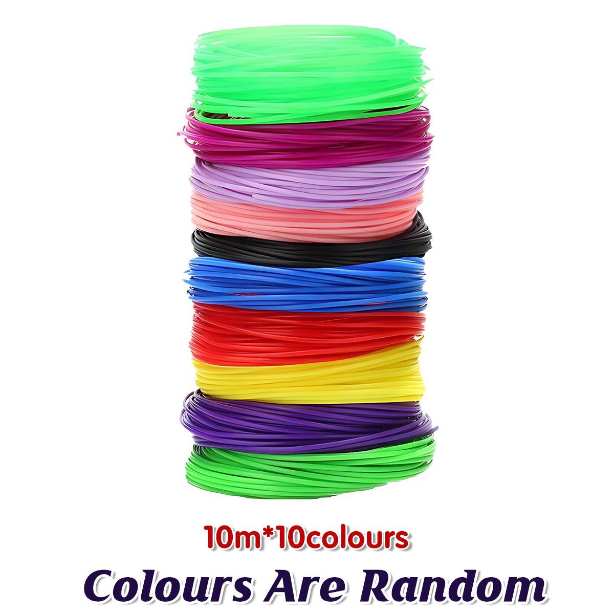 Arts & Crafts: 100M PLA 3D Pen Filament 10 Colours 1.75mm Printing Material for Drawing Craft