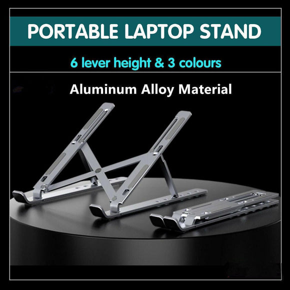 Adjustable Laptop Stand Portable Aluminum Alloy Desktop Holder for 11 to 17.3 Inch - Black