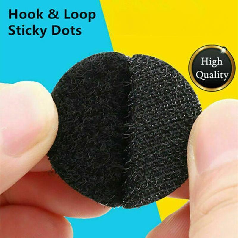 Tape: Hook and Loop Sticky Self Adhesive Dots Coins Circles Tape Black White 15mm - White