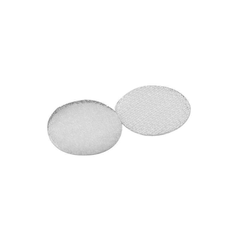 Tape: Hook and Loop Sticky Self Adhesive Dots Coins Circles Tape Black White 15mm - White