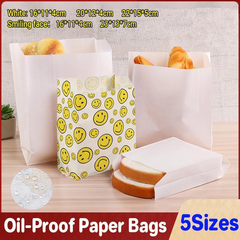 Disposable Bowls: 1000PCS Oil-proof Takeaway Paper Bags for Premium Takeout Supply - Smiling faces-23*13*7cm