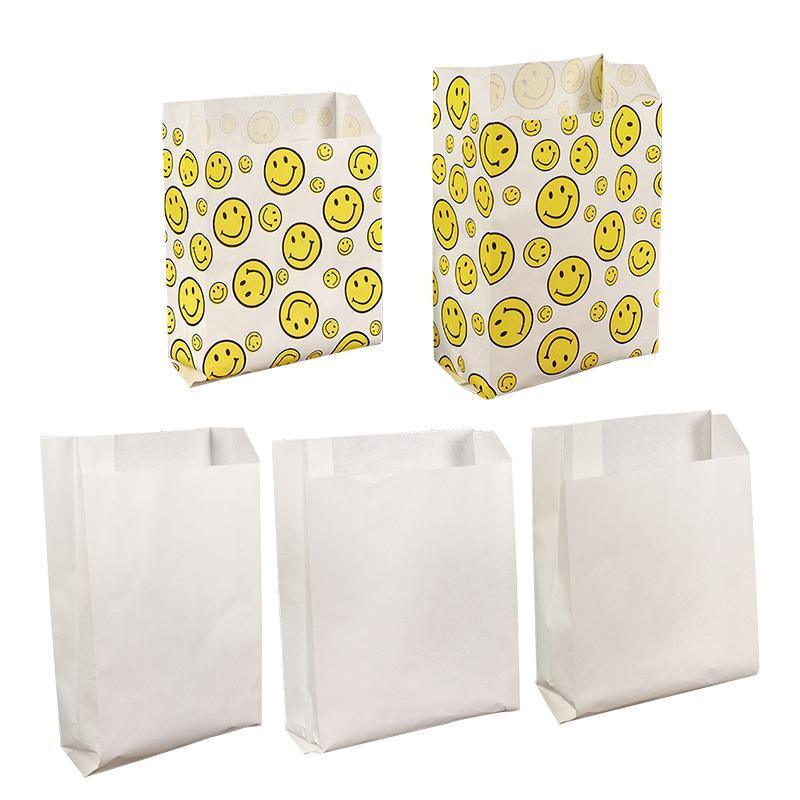 Disposable Bowls: 1000PCS Oil-proof Takeaway Paper Bags for Premium Takeout Supply - Smiling faces-23*13*7cm
