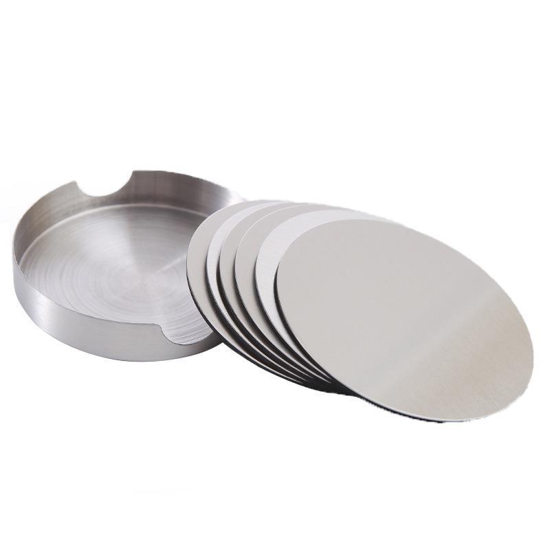 Coasters: Stainless Steel Drink Coaster Set 6PCS Heat Resistant Cup Pads With Holder