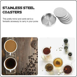 Coasters: Stainless Steel Drink Coaster Set 6PCS Heat Resistant Cup Pads With Holder