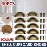30X Modern Cup Cabinet Handle Knob Drawer Furniture Door Pull Shell Cupboard - Bronze