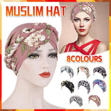 Women's Accessories: Women Floral Turban Head Wrap Cap Comfortable Chemo Headscarf Headwear - Black and white grid