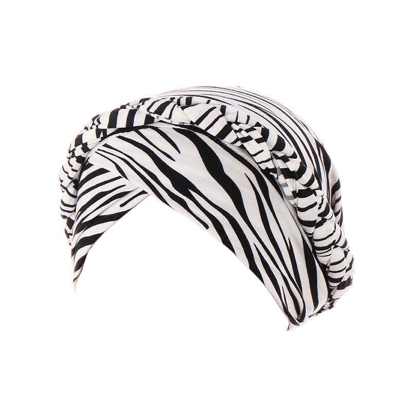 Women's Accessories: Women Floral Turban Head Wrap Cap Comfortable Chemo Headscarf Headwear - Black and white grid