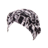 Women's Accessories: Women Floral Turban Head Wrap Cap Comfortable Chemo Headscarf Headwear - Black and white grid