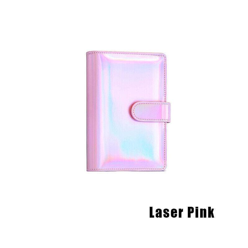 A6 Pu Leather Binder Pockets Cash Envelope Planner Notebooks - Pink+White