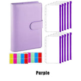 A6 Pu Leather Binder Pockets Cash Envelope Planner Notebooks - Laser Pink