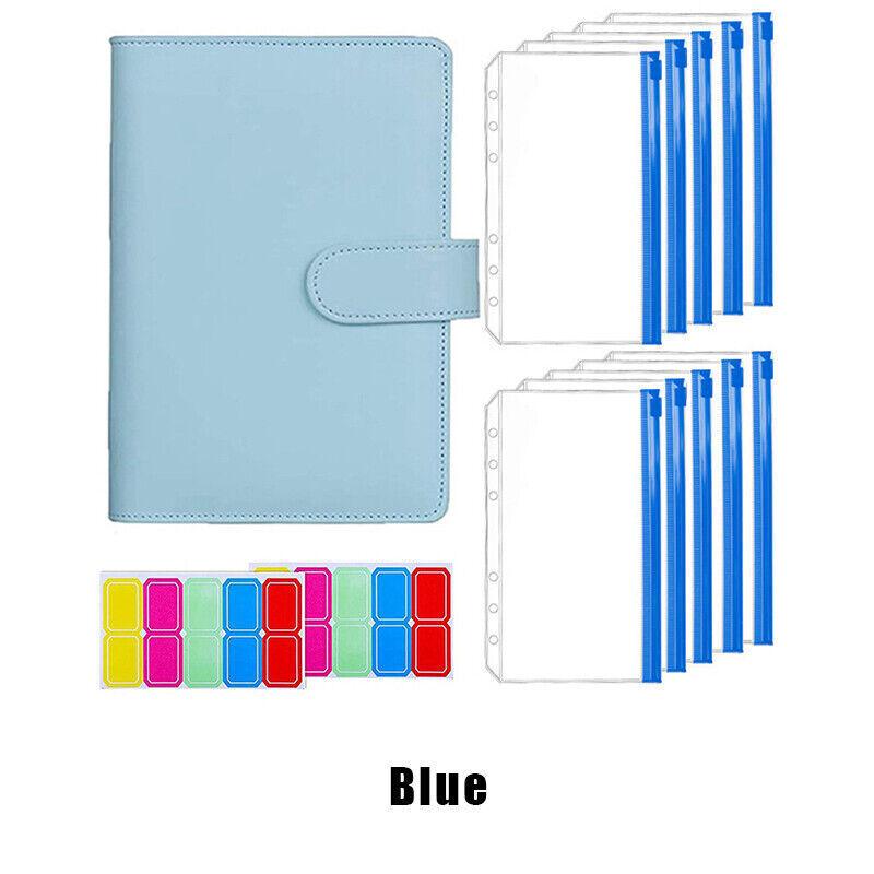 Office Supplies: A6 Pu Leather Binder Pockets Cash Envelope Planner Notebooks - Laser Silver