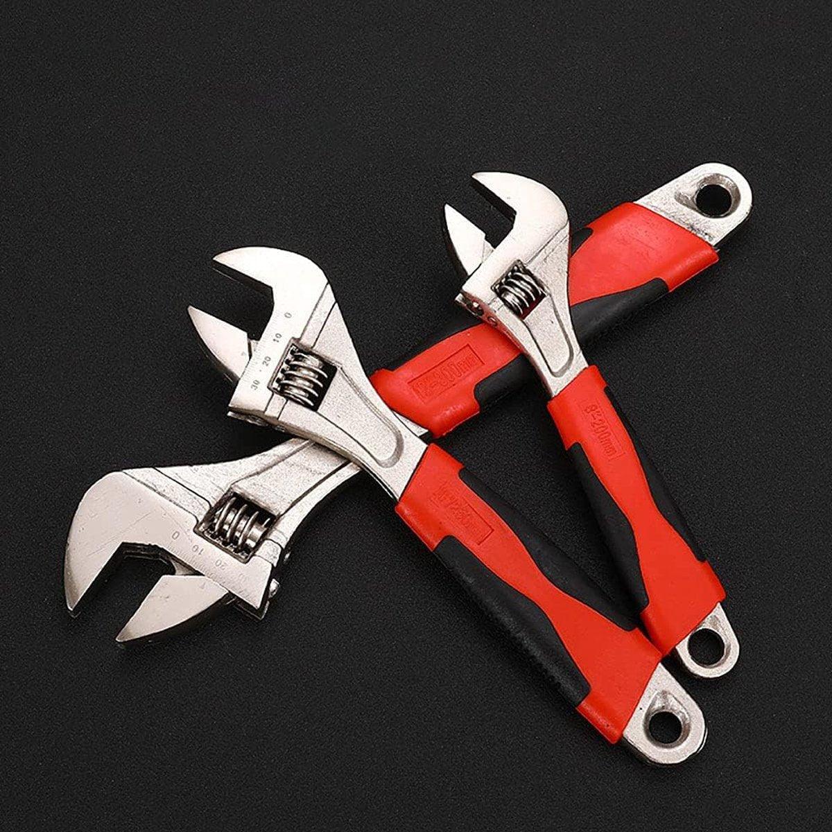 Tool Boxes: 8inch 10inch 12inch Durable Chrome Vanadium Steel Rubberized Grip Adjustable Wrench - 8inch