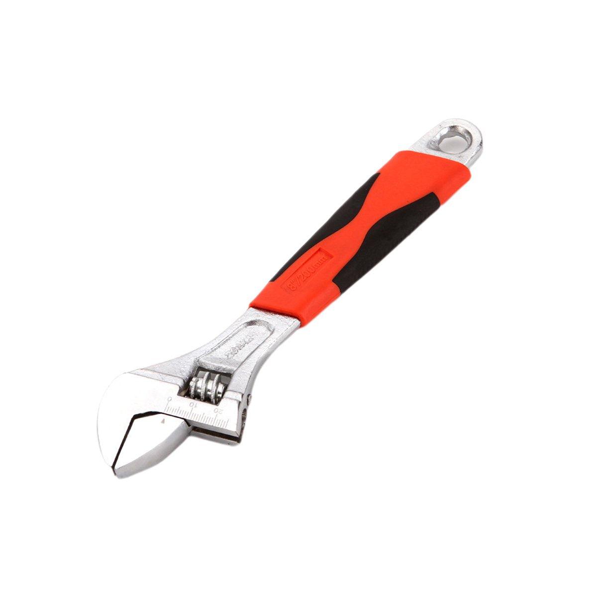 Tool Boxes: 8inch 10inch 12inch Durable Chrome Vanadium Steel Rubberized Grip Adjustable Wrench - 8inch