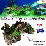 Aquarium Decor: Aquarium Fish Tank Ornament Bridge Resin Rock Pavilion Tree Landscape Decoration - L:19*7*8.5CM