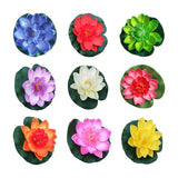 9pcs Simulation Lotus Flowers Leaves Water Lily Pond Fish Tank Decoration