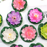 9pcs Simulation Lotus Flowers Leaves Water Lily Pond Fish Tank Decoration