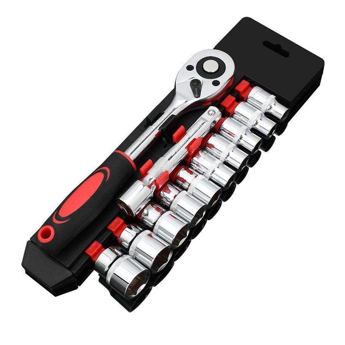 Hand Tools: 12PCS Socket Ratchet Wrench Set Quick Release Handle Extension Bar Tool Set