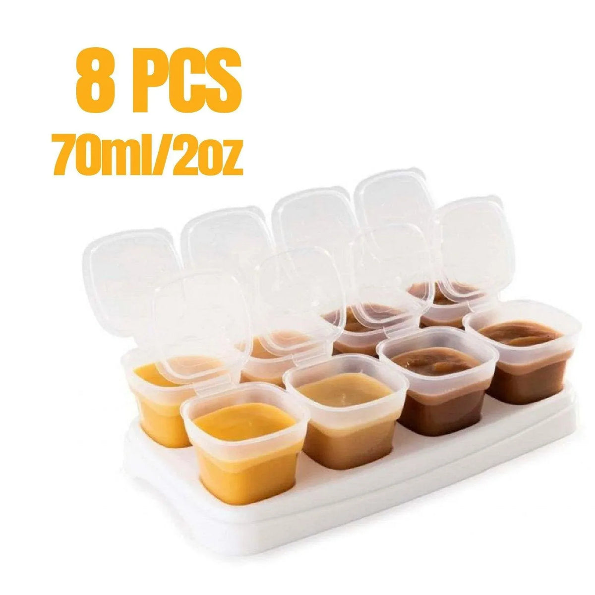 Baby Food Storage Cups with Lids and Tray, 70ml, Set of 8