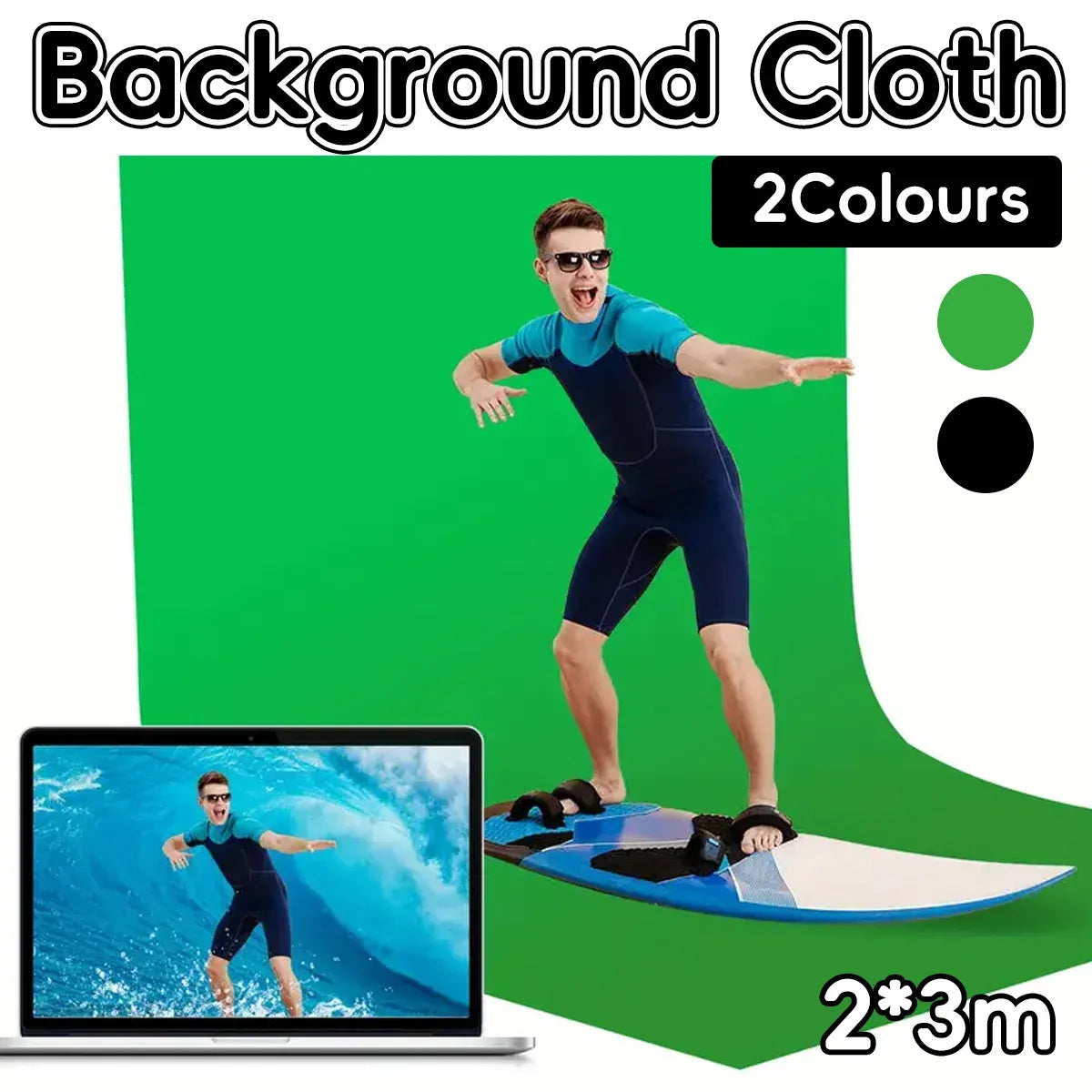 Professional Photography Background Cloth Wrinkle Resistant Durable Green/Black - Black