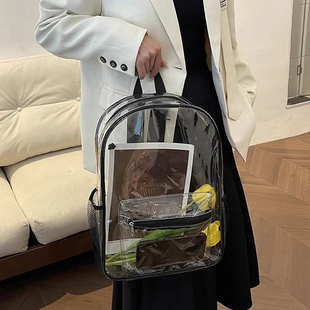 Transparent Backpack Schoolbag Large Capacity Storage Bag For School And Travel