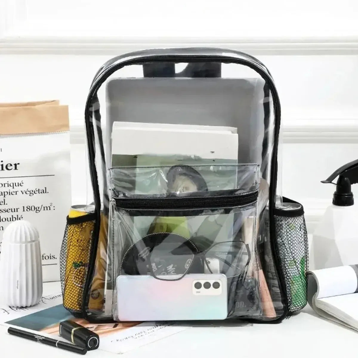 Transparent Backpack Schoolbag Large Capacity Storage Bag For School And Travel