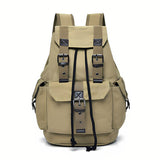Backpacks: Unisex Retro Rucksack Large Capacity Travel Bag Leisure Backpack Schoolbag - Khaki