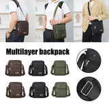 Backpacks: Mens Crossbody Shoulder Bag Travel Messenger Bag Casual Handbag for Boys and Men - Green-4 zippers