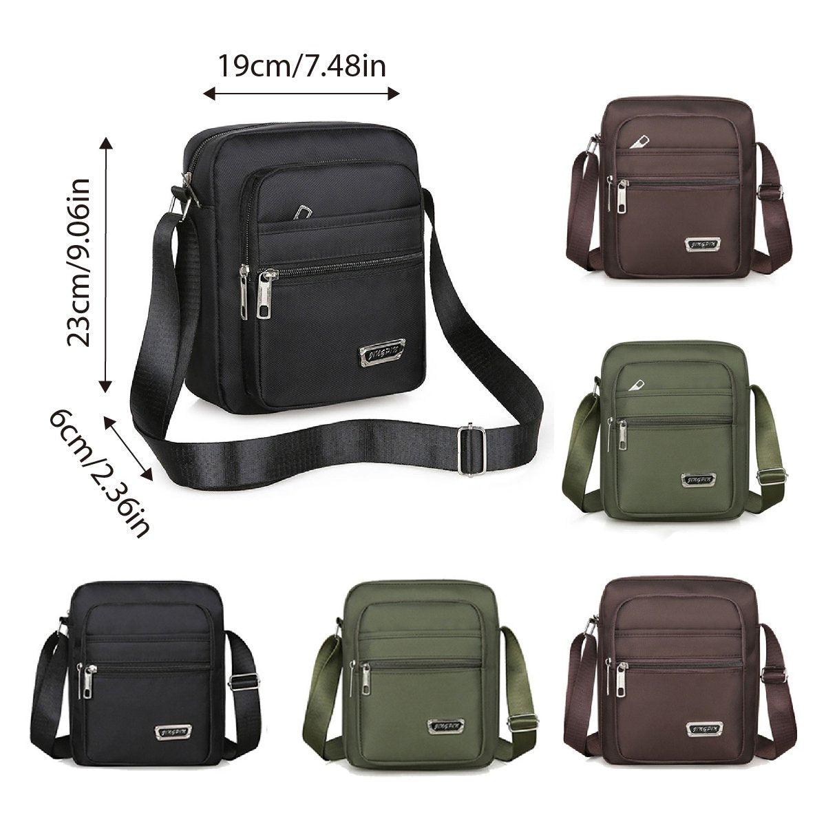 Backpacks: Mens Crossbody Shoulder Bag Travel Messenger Bag Casual Handbag for Boys and Men - Green-4 zippers