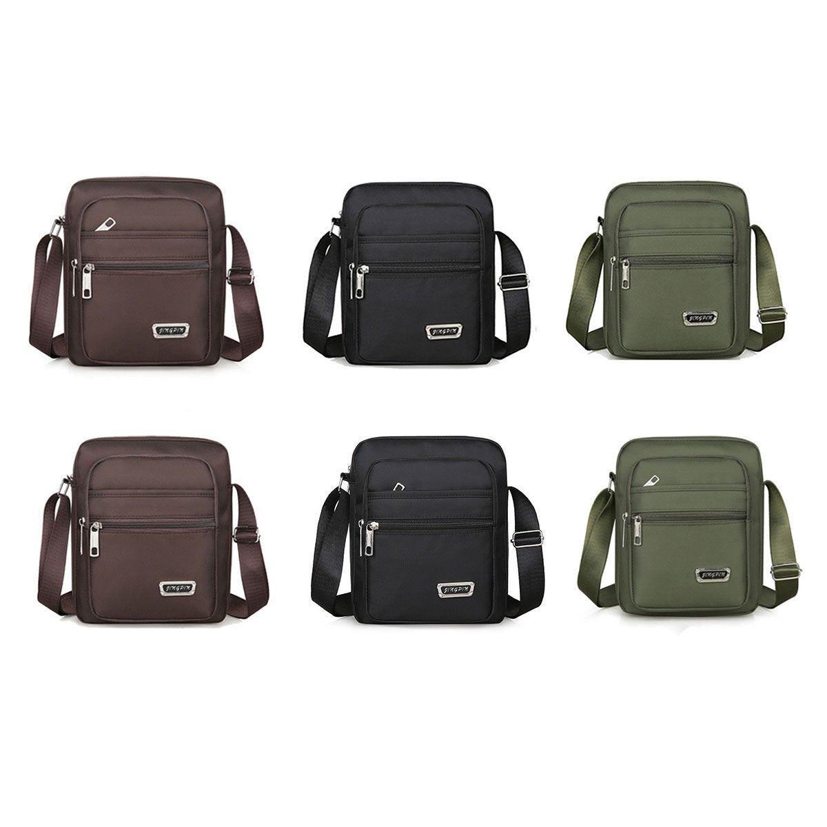Backpacks: Mens Crossbody Shoulder Bag Travel Messenger Bag Casual Handbag for Boys and Men - Black-6 zippers