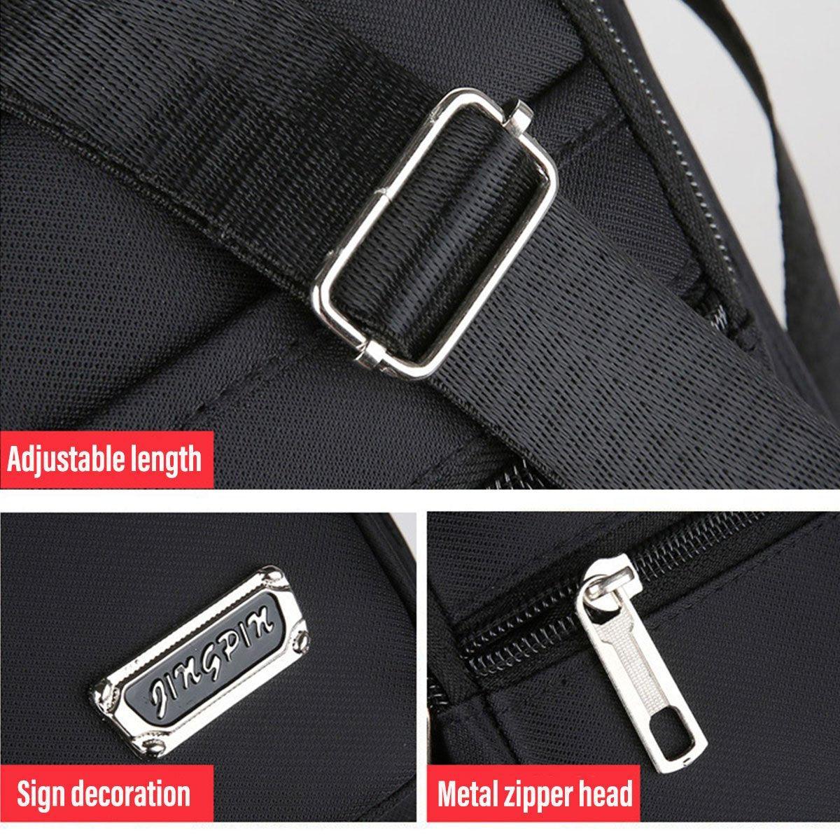 Backpacks: Mens Crossbody Shoulder Bag Travel Messenger Bag Casual Handbag for Boys and Men - Black-6 zippers