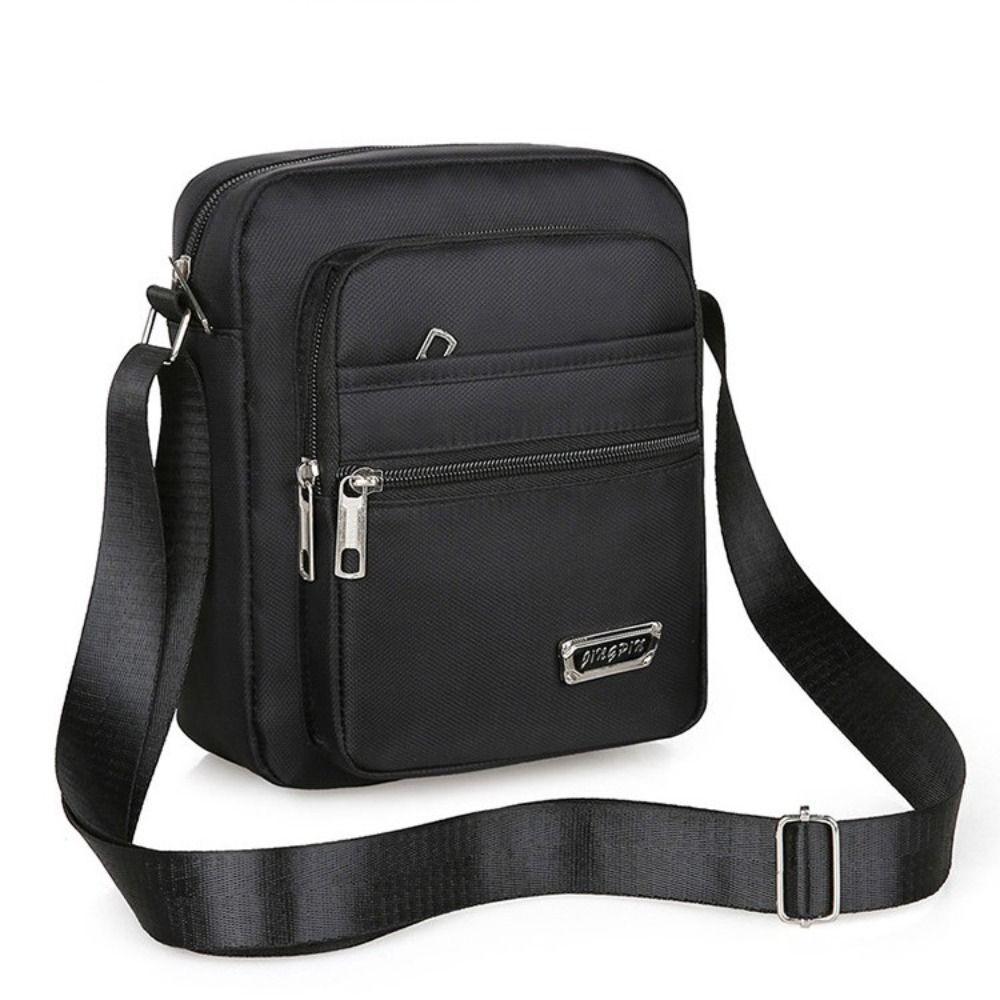 Backpacks: Mens Crossbody Shoulder Bag Travel Messenger Bag Casual Handbag for Boys and Men - Black-6 zippers