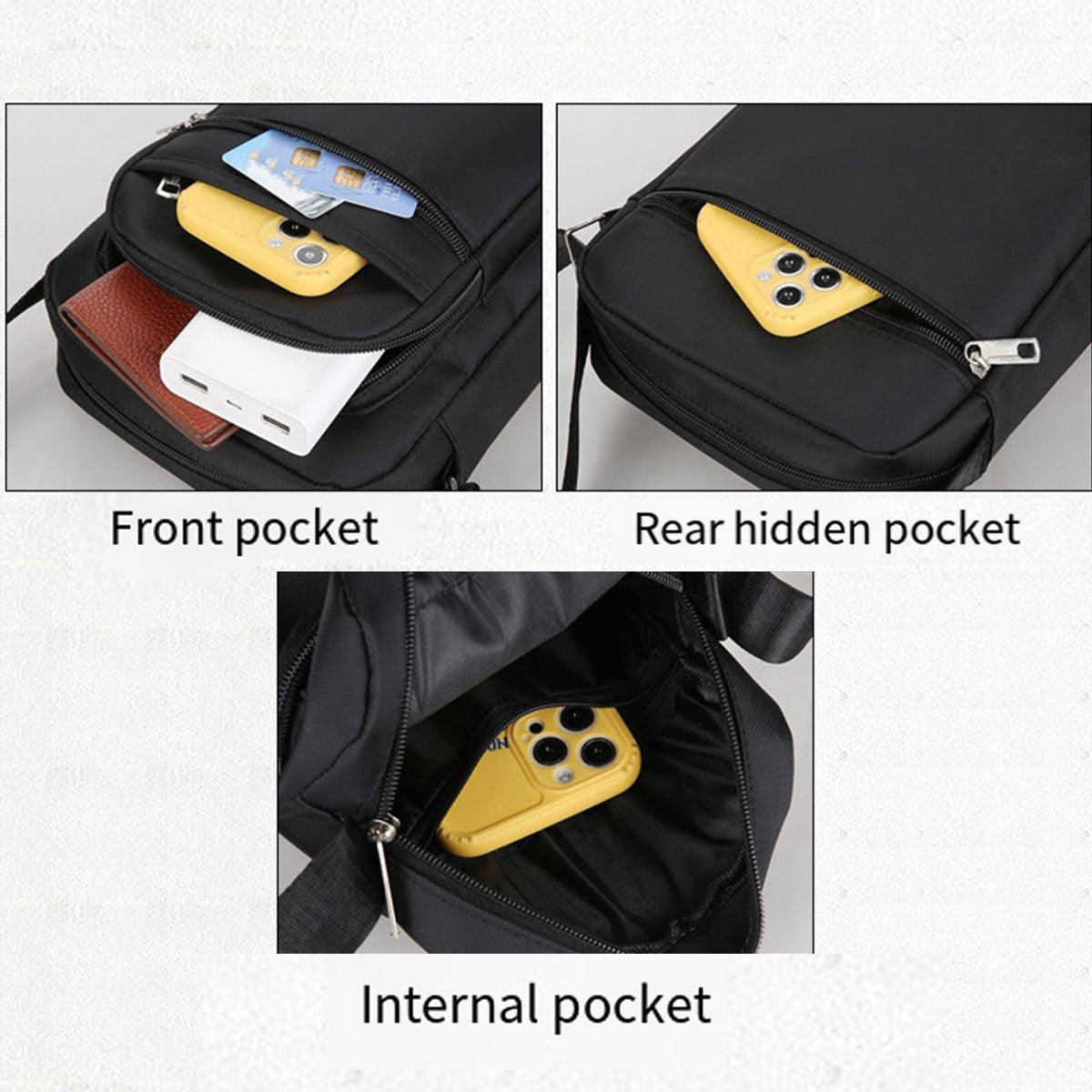 Backpacks: Mens Crossbody Shoulder Bag Travel Messenger Bag Casual Handbag for Boys and Men - Green-6 zippers