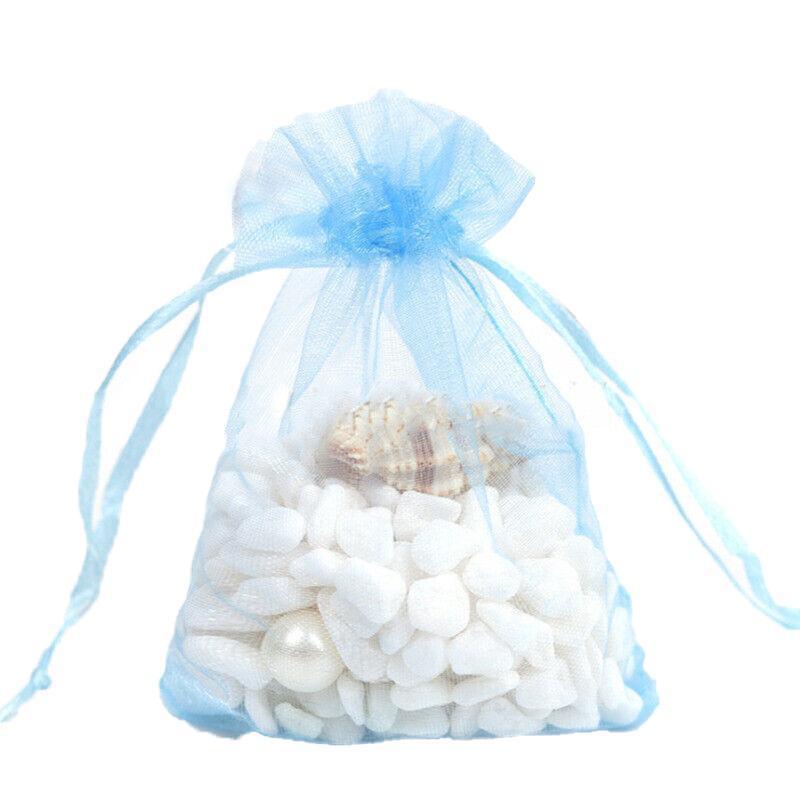 Clothing & Wardrobe Storage: 50 pcs Organza Bag Sheer Bags Jewellery Wedding Candy Packaging Sheer Bags 7*9 cm - Lake Blue/50PCS