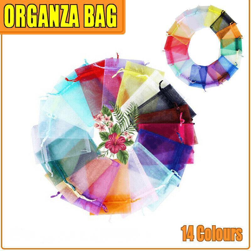 Clothing & Wardrobe Storage: 50 pcs Organza Bag Sheer Bags Jewellery Wedding Candy Packaging Sheer Bags 7*9 cm - Light Blue/50PCS