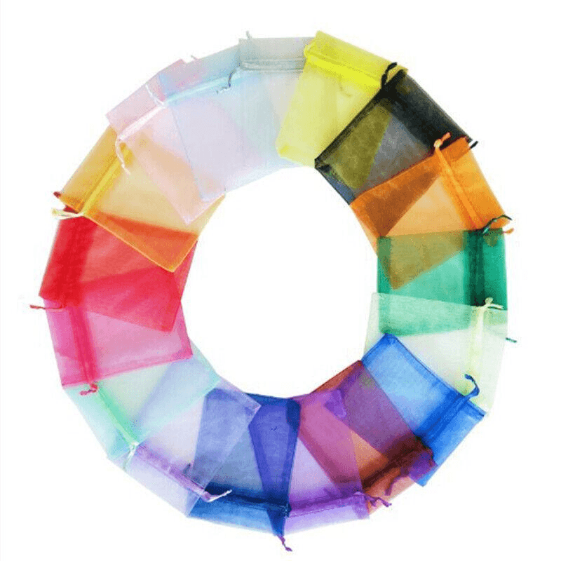 Clothing & Wardrobe Storage: 50 pcs Organza Bag Sheer Bags Jewellery Wedding Candy Packaging Sheer Bags 7*9 cm - Rose Red/50PCS