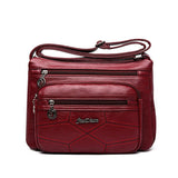 Women's Handbags: Multi Pocket Women Shoulder Bag Leather Crossbody Handbag Everyday Messenger - Black