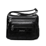 Women's Handbags: Multi Pocket Women Shoulder Bag Leather Crossbody Handbag Everyday Messenger - Black