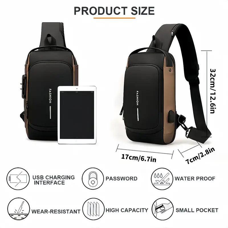 Backpacks: Multi-Function Password Lock Shoulder Bag Anti-Theft Crossbody Sling Bag Travel