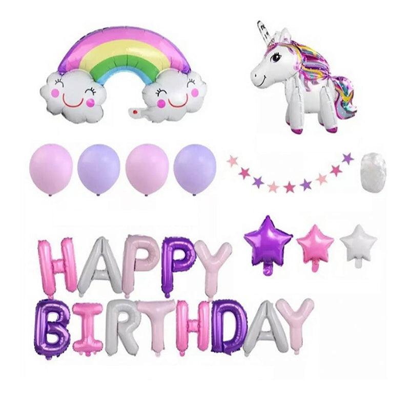 Party Supplies: 45-50 Pcs Happy Birthday 3D Unicorn Decoration Balloons Diy Decor Party Set - 02