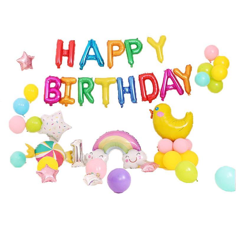 Party Supplies: 45-50 Pcs Happy Birthday 3D Unicorn Decoration Balloons Diy Decor Party Set - 03