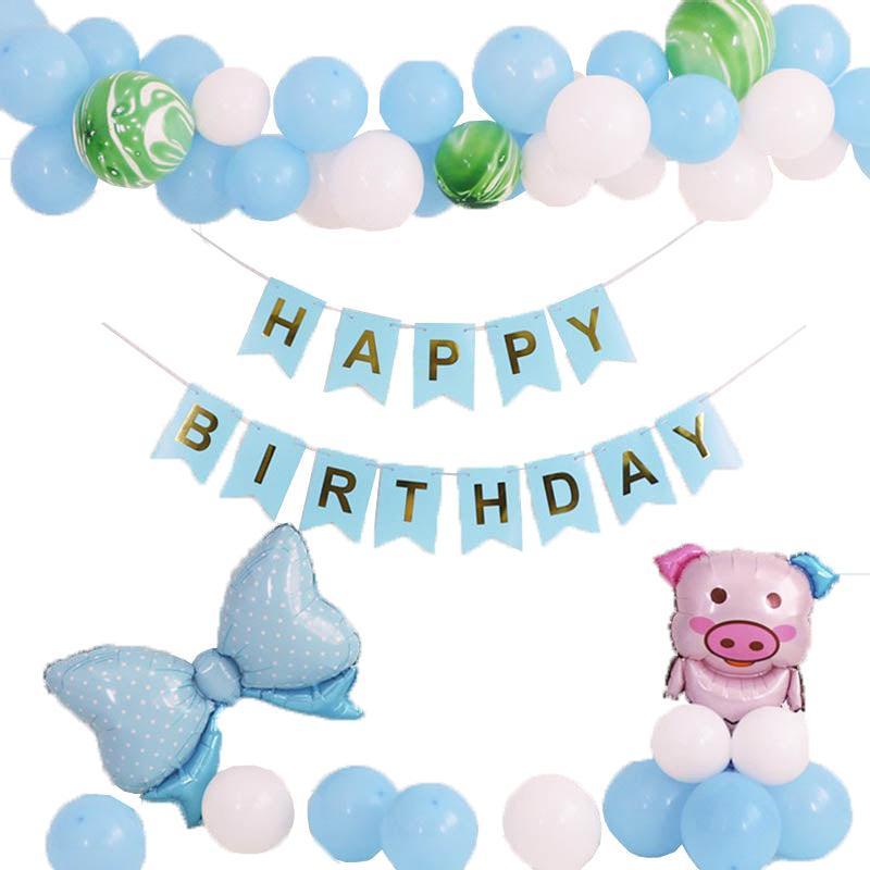 Party Supplies: 45-50 Pcs Happy Birthday 3D Unicorn Decoration Balloons Diy Decor Party Set - 03