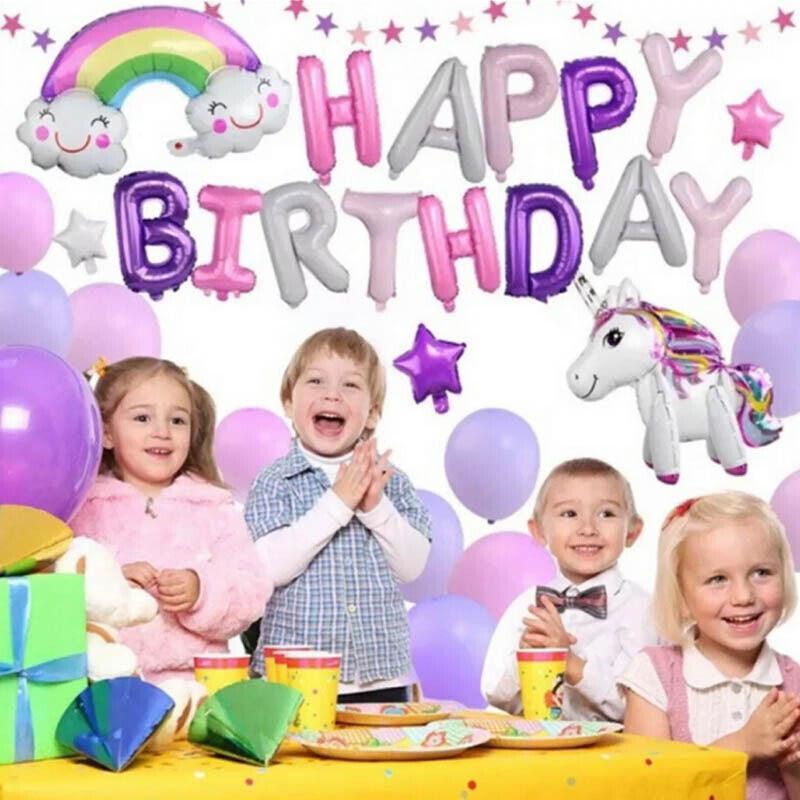 Party Supplies: 45-50 Pcs Happy Birthday 3D Unicorn Decoration Balloons Diy Decor Party Set - 05
