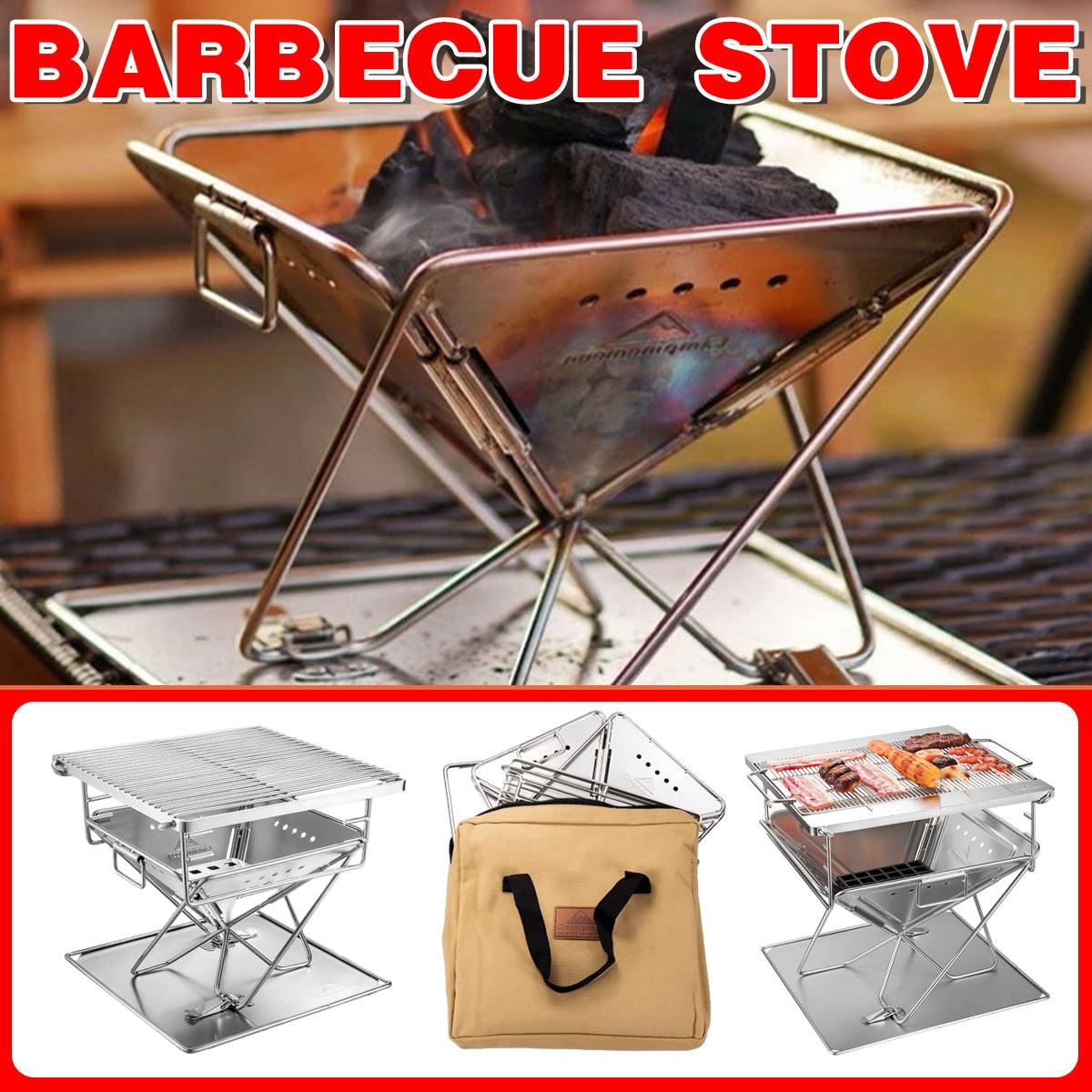 BBQs & Accessories: Camping Stainless Steel Collapsible Barbecue Grill Portable Outdoor BBQ Grill