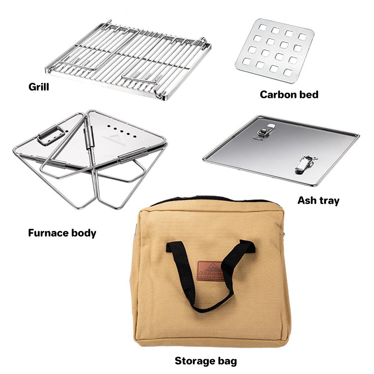 BBQs & Accessories: Camping Stainless Steel Collapsible Barbecue Grill Portable Outdoor BBQ Grill