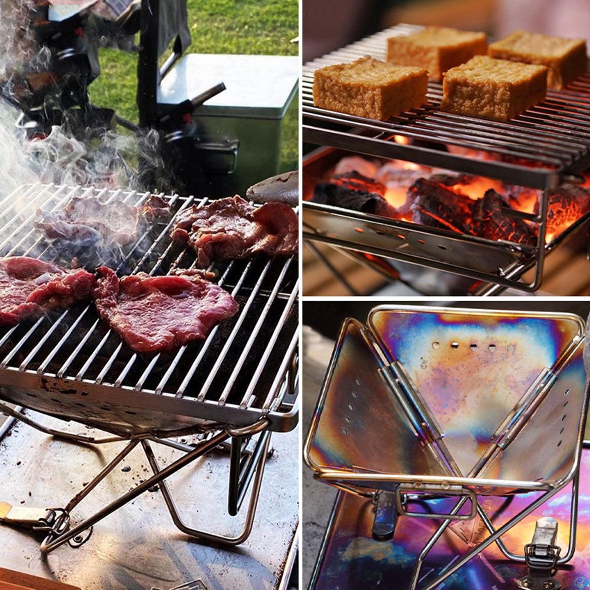 BBQs & Accessories: Camping Stainless Steel Collapsible Barbecue Grill Portable Outdoor BBQ Grill