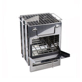 Camping Appliances: Outdoor Camping Mini Folding Wood Burning Stove Picnic Stainless Steel BBQ Grill