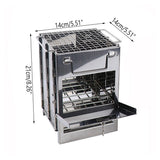 Camping Appliances: Outdoor Camping Mini Folding Wood Burning Stove Picnic Stainless Steel BBQ Grill