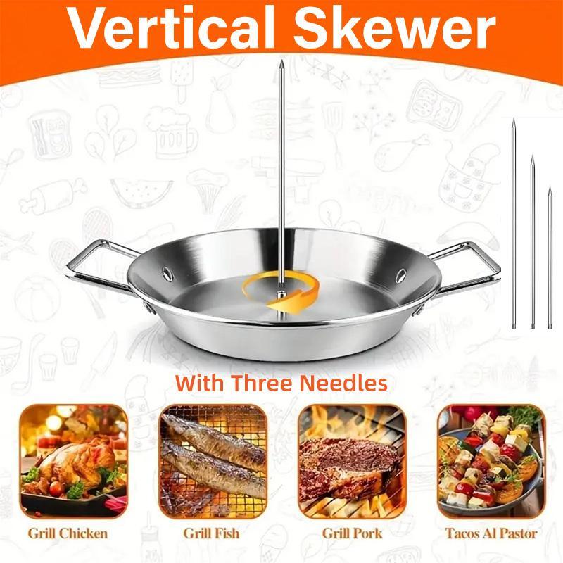 BBQs & Accessories: Stainless Steel Vertical Skewer Grill Pan Barbecue Kebab Rack Grill Cooking Tool